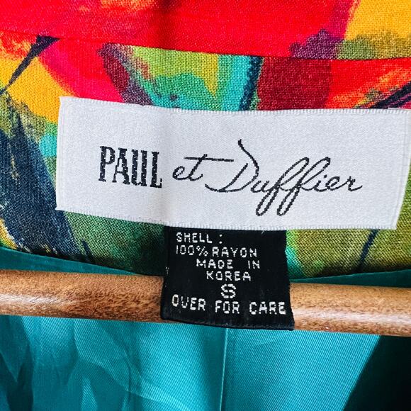 Vintage Paul et Duffier Abstract Floral Blazer Jacket Casual Long - S - Picture 4 of 4